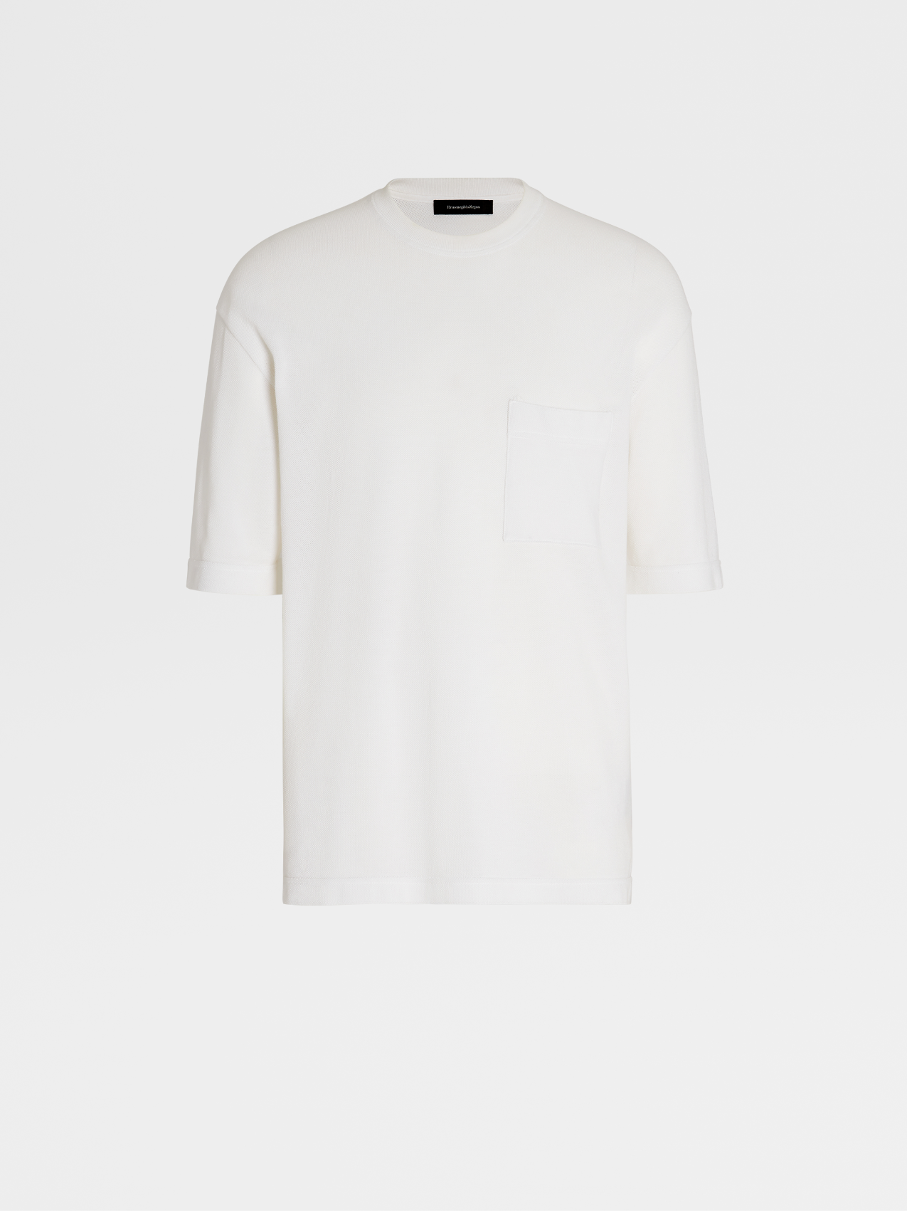White Pure Cotton Knit Short-sleeve T-shirt